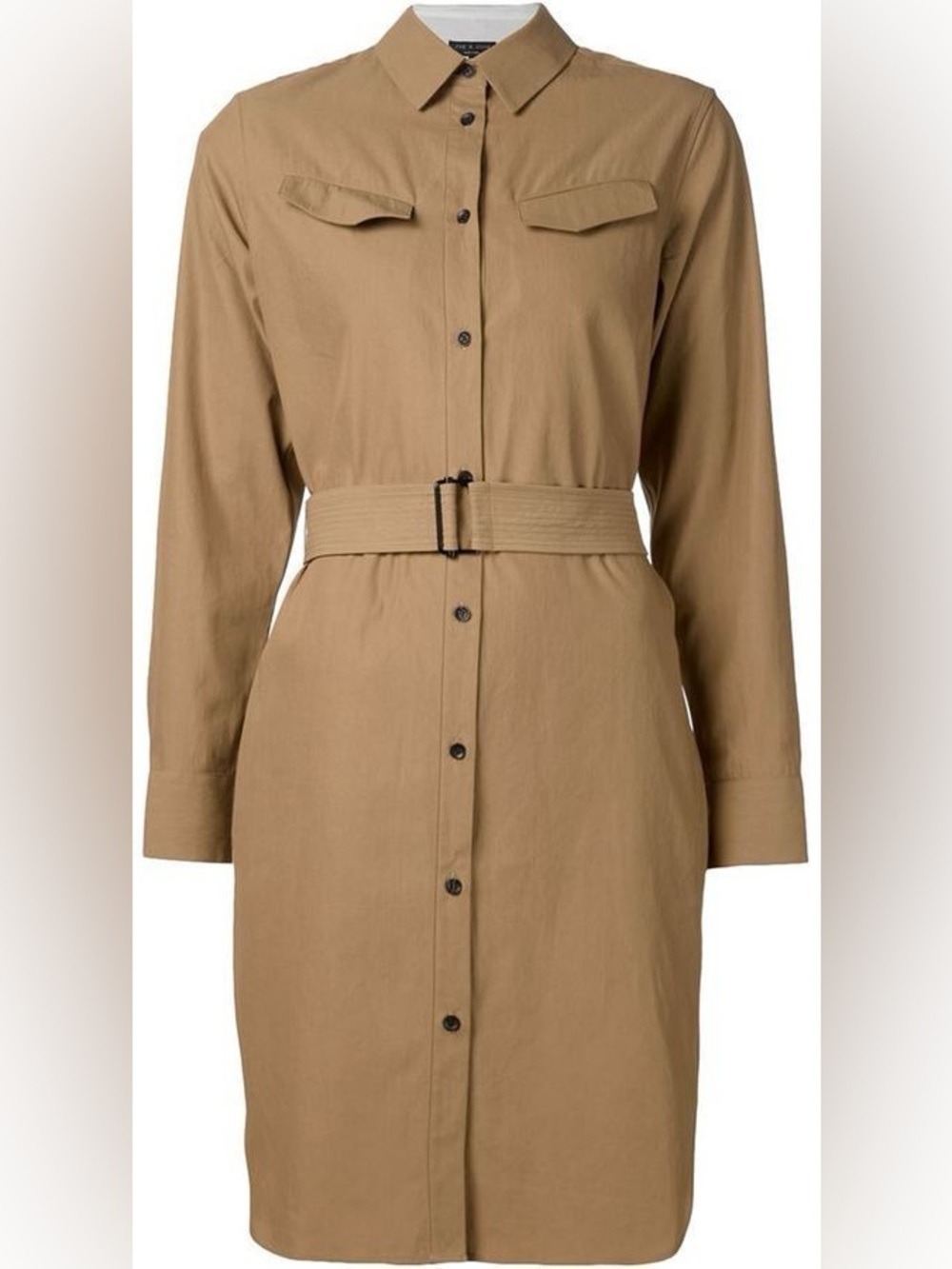 Rag & Bone Classic Belted Shirt Dress in Camel - Size 6